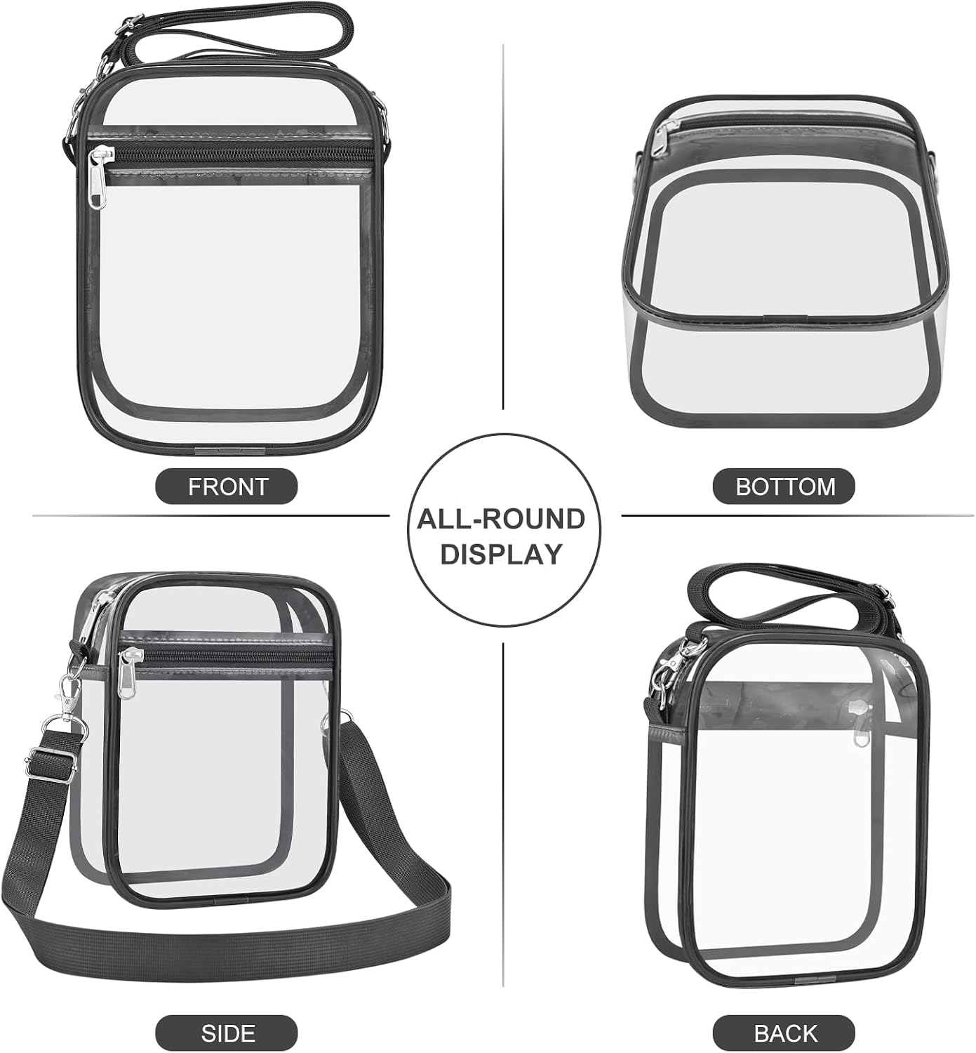 USPECLARE Clear Purse for Stadium Events Transparent Messenger Bag