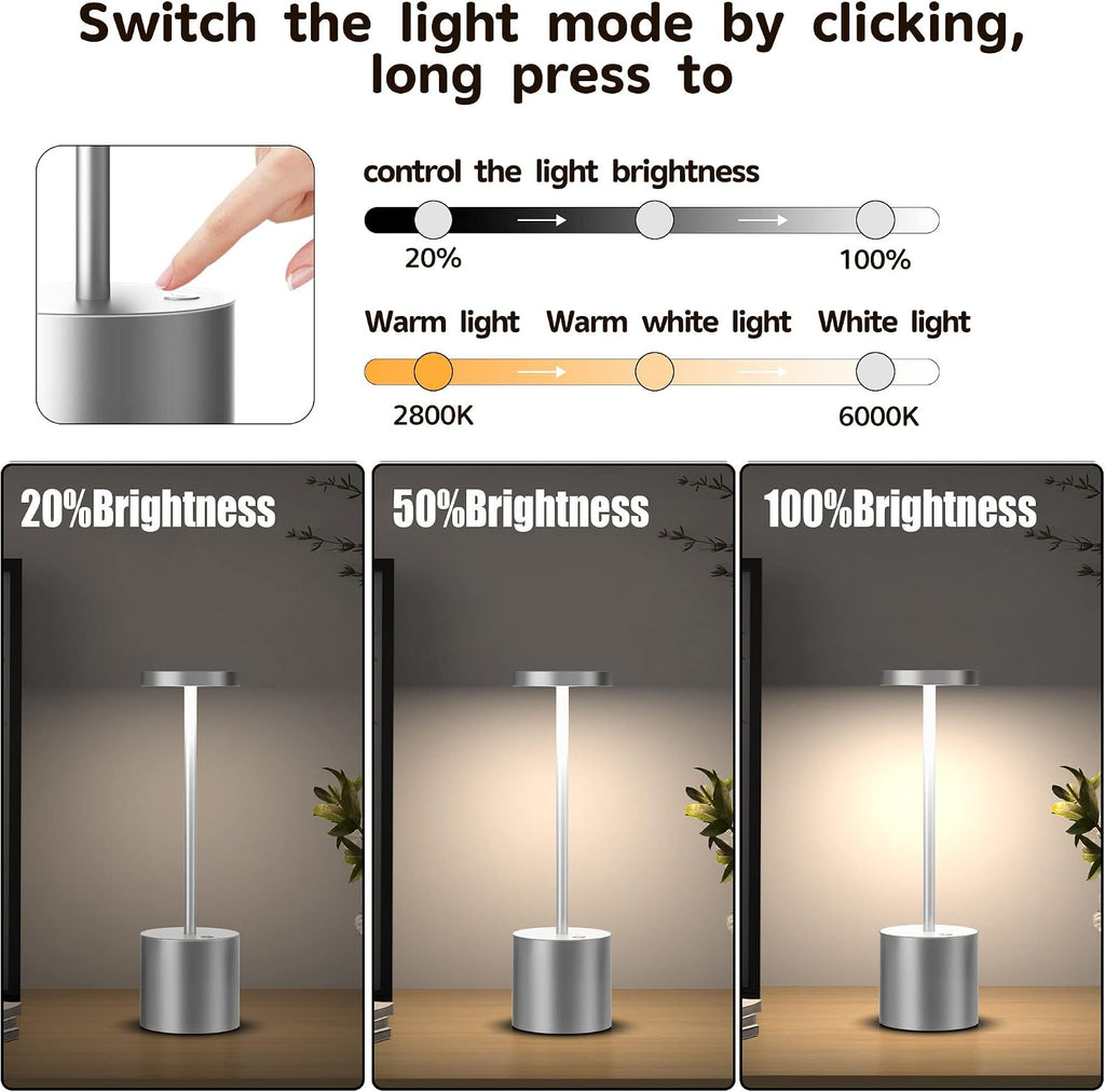 2Pack Cordless Rechargeable LED Restaurants Outdoor Table Lamp