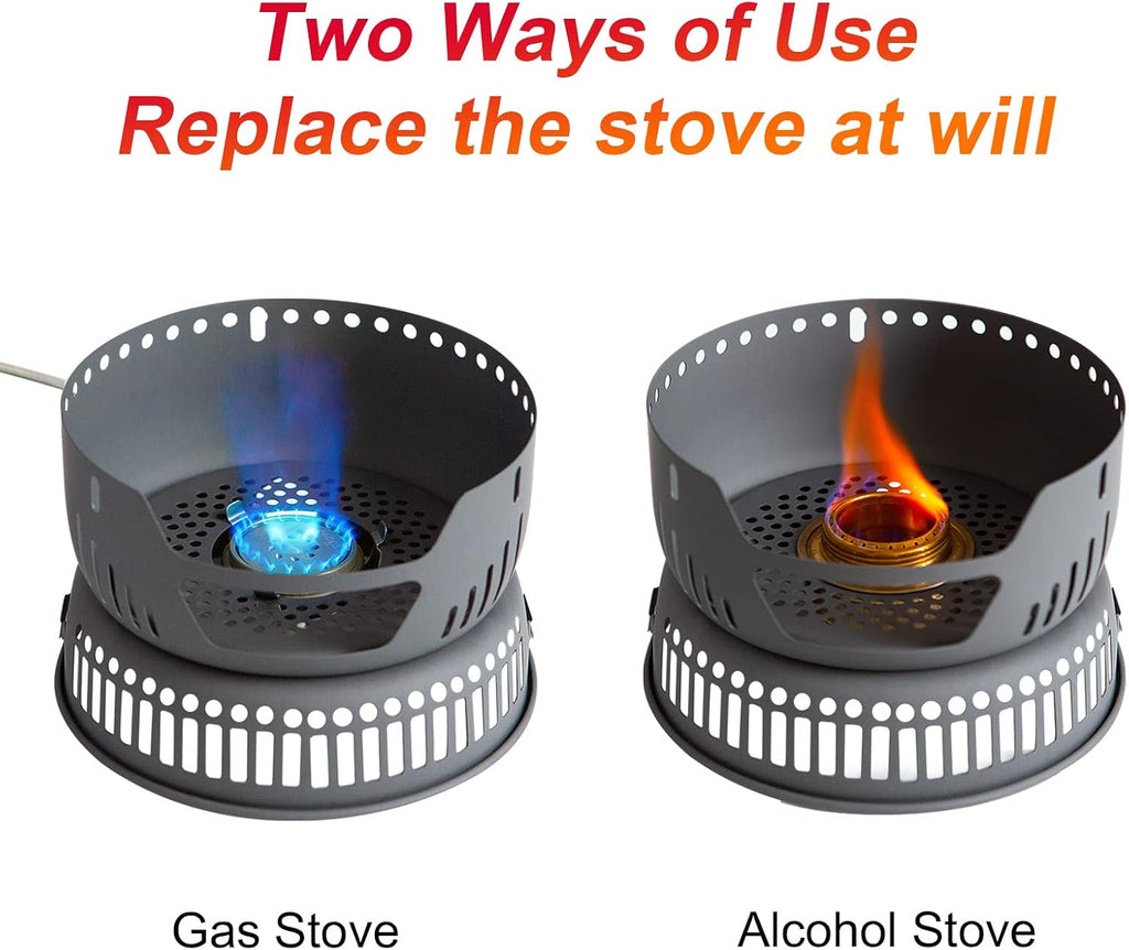 ALOCS 11pc Lightweight Camping Cookware Set with Gas and Alcohol Stove