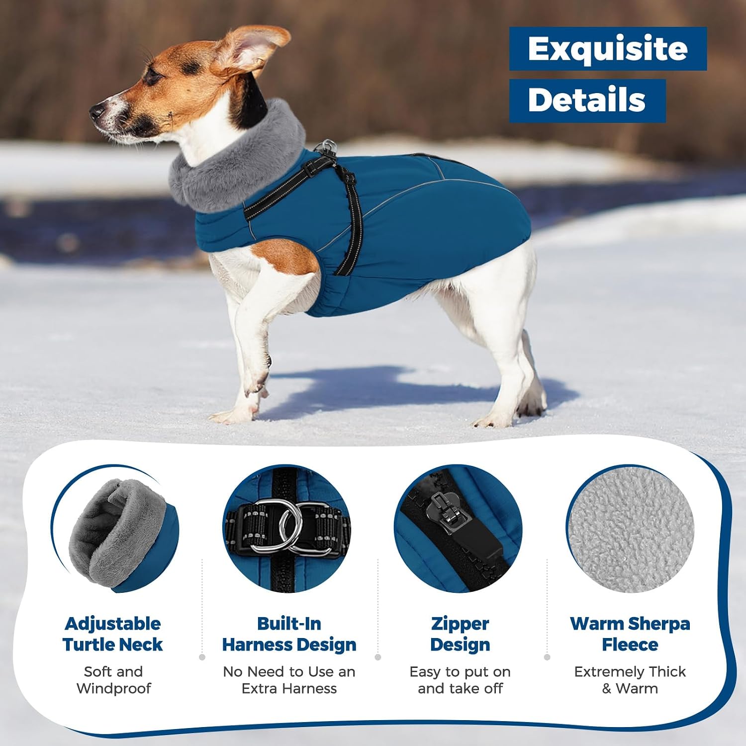 Queenmore Small Dog Coat, Dog Coat for Small Dogs with Harness Built in