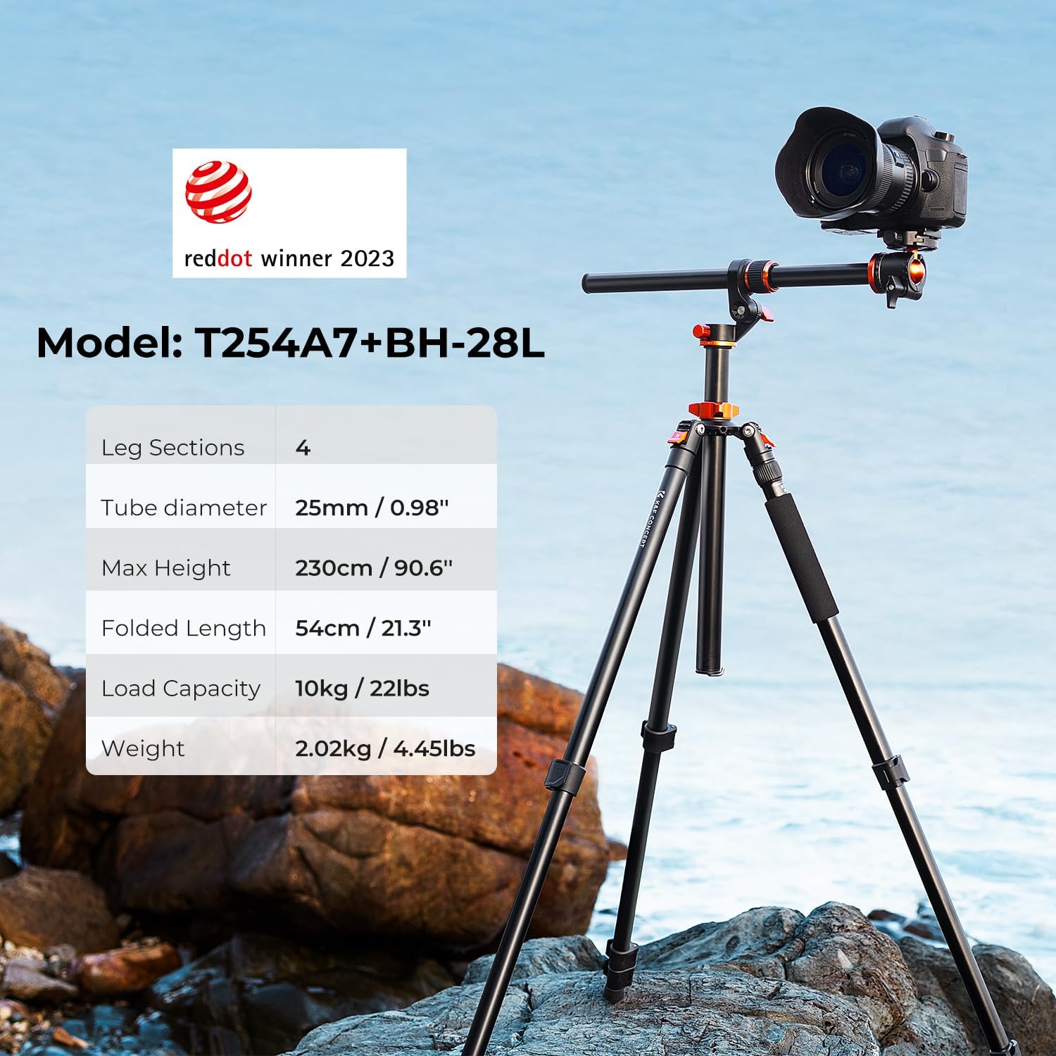 K&F CONCEPT 90''/230cm Ultra High Horizontal Overhead Camera Tripod
