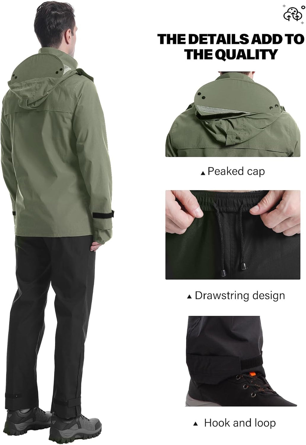 iCreek Rain Suit Waterproof Breathable Lightweight 2-Piece Rain Gear Unisex