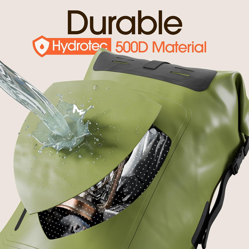 Earth Pak Waterproof Backpack - Heavy Duty Hiking Backpack - Roll-Top Closure Bag - Cushioned Dry Bag Waterproof Phone Case