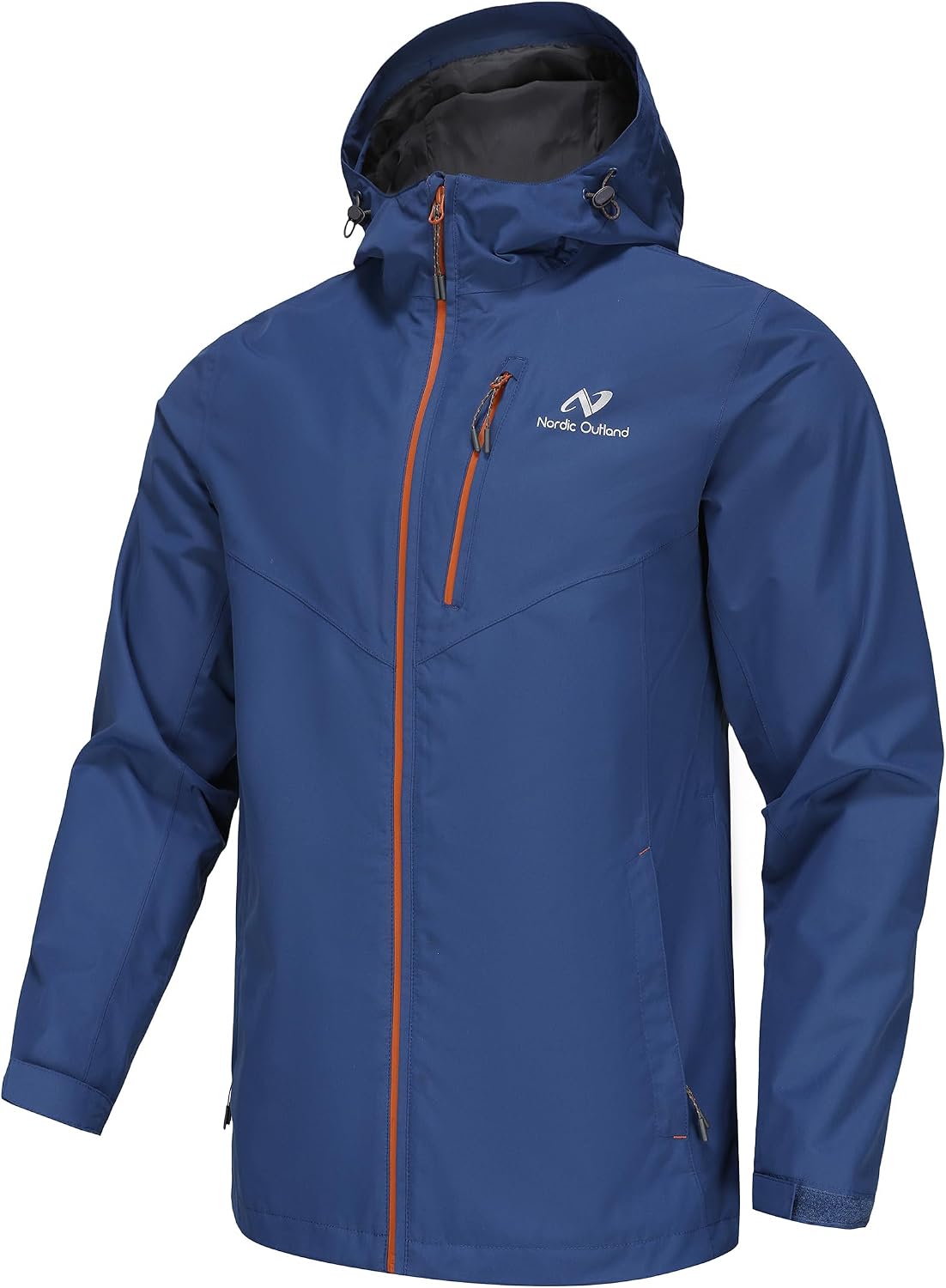 NORDIC OUTLAND Mens Lightweight Hooded Waterproof Rain Jacket Breathable Raincoat Shell for Outdoor Mountain Hiking