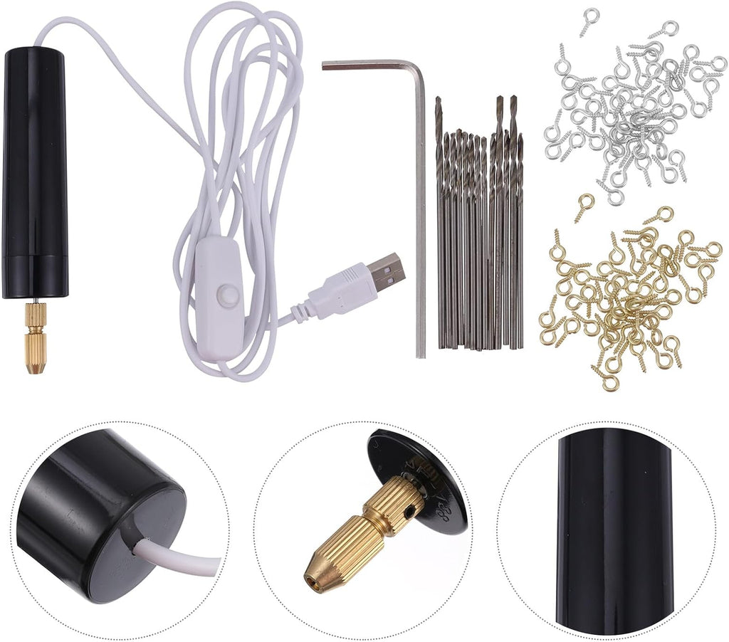 Veemoon 115 Pcs USB Charging Mini Electric Drill Cordless Rotary Tool for Crafts and Small Repairs with Multi-accessories Lightweight Handheld Design