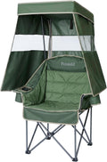 Camping Chair with Canopy Shade Heavy Duty Folding Chair with Umbrella Cup Holder Oversized Beach Chairs with Canopy for Adults Portable Padded Outdoor Lawn Chair for Sports Fishing, 500LBS, Green