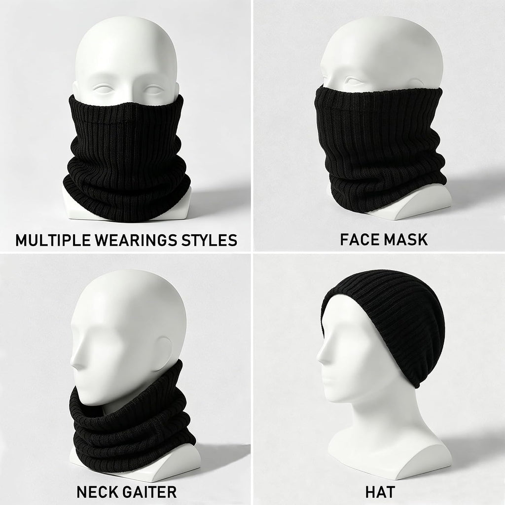 Winter Fleece Neck Warmer Mens Ski Mask Face Warmer Neck Gaiter Neck Scarf Women Thick Windproof 2 Pack