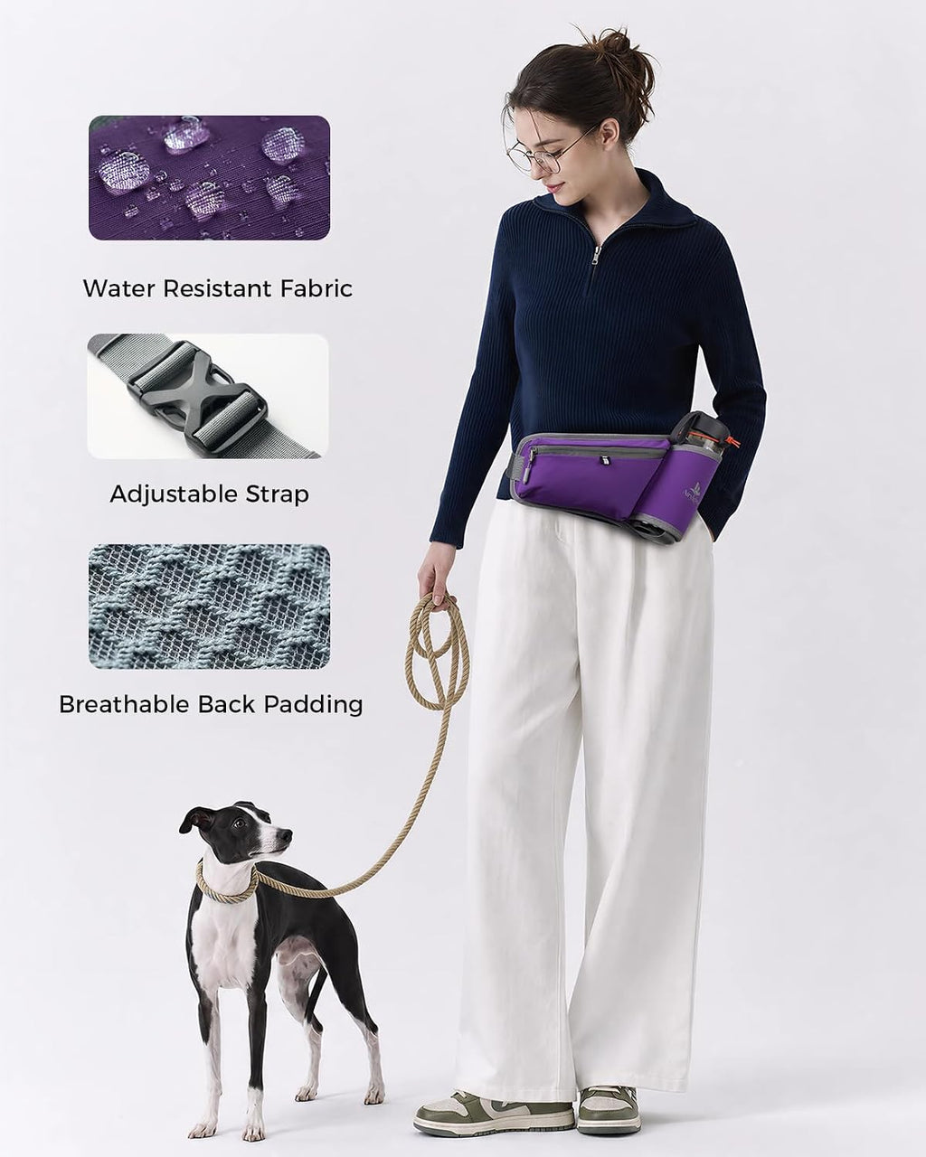 Fanny Pack with Water Bottle Holder, RFID Blocking Running Belt Bag
