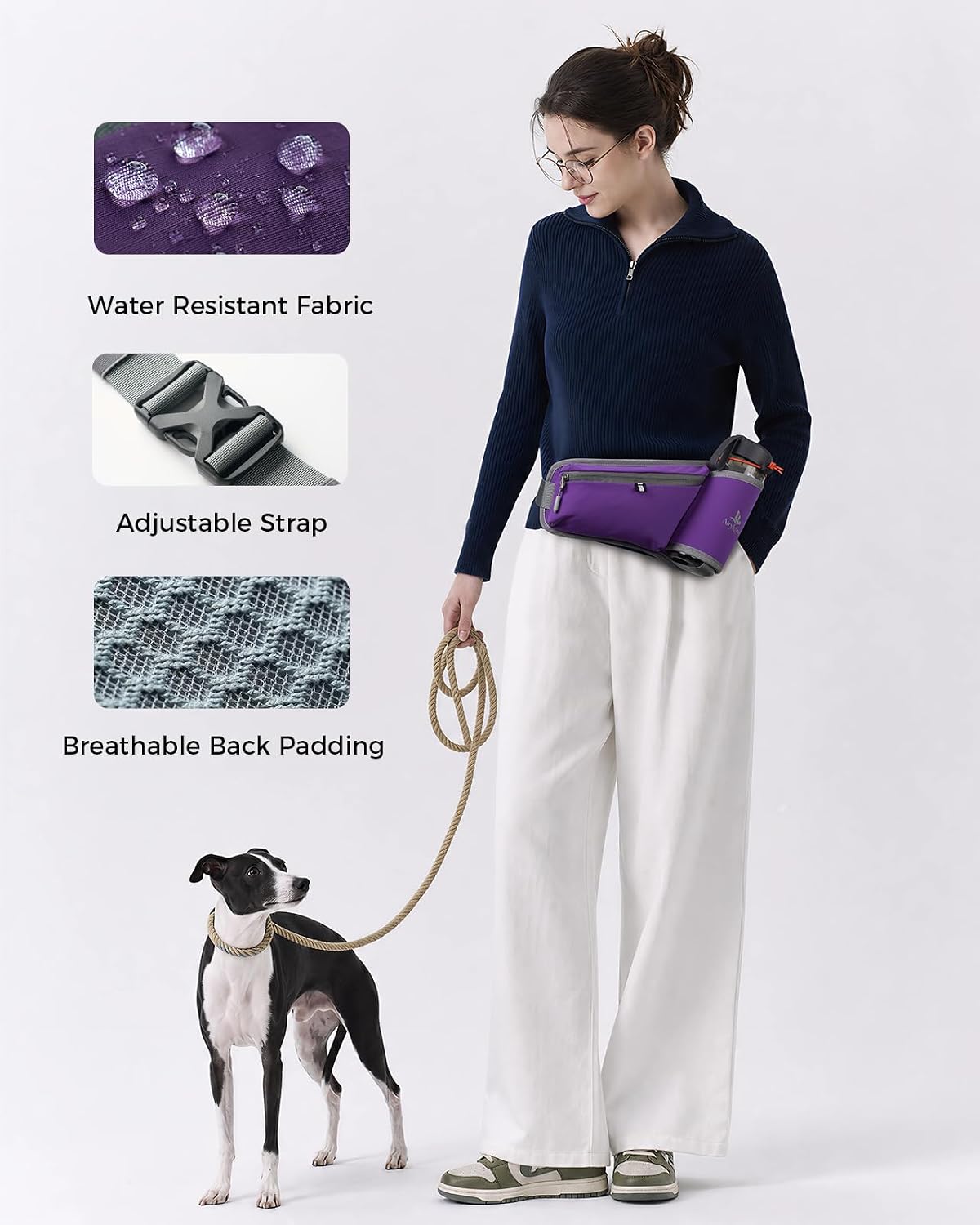 Fanny Pack with Water Bottle Holder, RFID Blocking Running Belt Bag