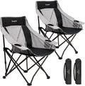 SUNNYFEEL 2 Pack Lightweight Oversized Camping Chairs for Adults, Heavy Duty Portable Folding Chair with Carry Bag, Side Pockets & Cup Holder, Supports 300 lbs, for Tailgating Hiking Picnic Backyard