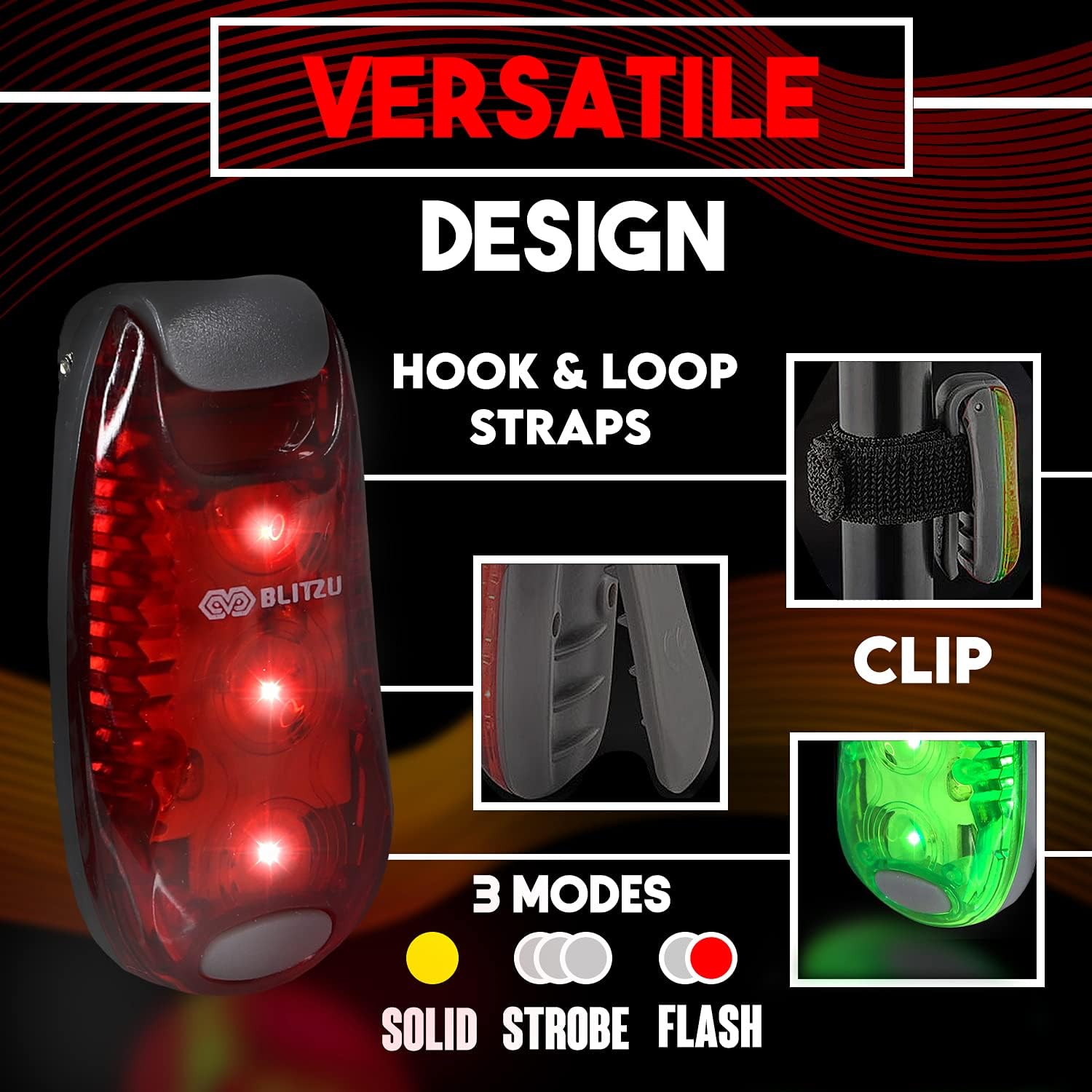 LED Safety Lights 4 Pack, Clip On High Visibility Strobe Light for Walk Run