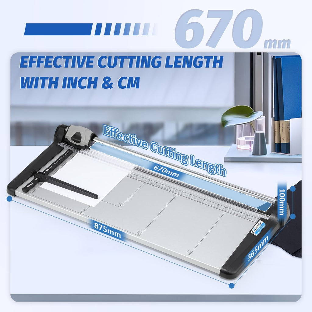 670mm(26.37") Rotary Paper Trimmer, 15 Sheets Heavy Duty Paper Trimmer