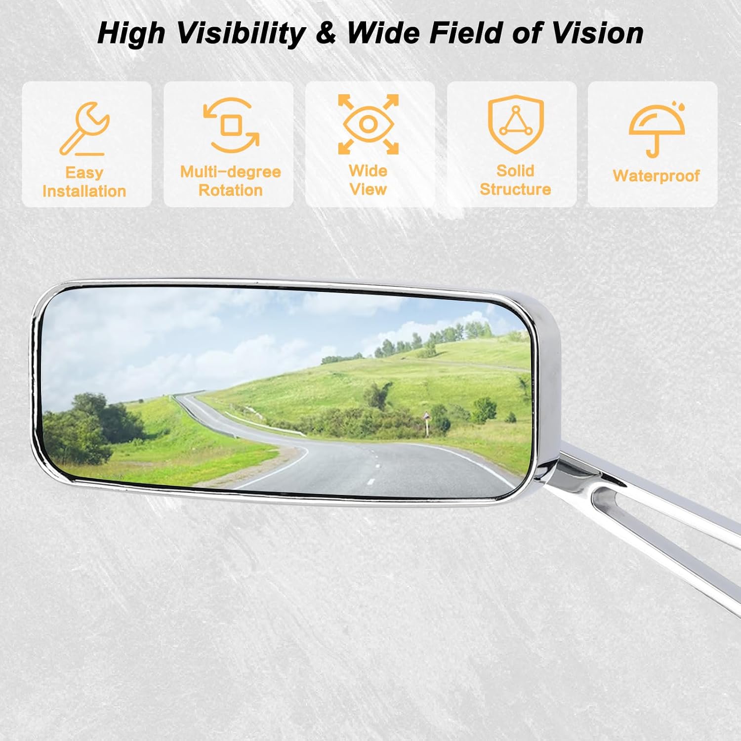 Motorcycle Rectangle Rearview Mirrors 8mm 10mm for Harley Touring