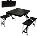 Picnic TIME Portable Folding Picnic Table with Seats for 4, Collapsible Aluminum Table with Benches & Umbrella Hole, Lightweight Foldable Table for Camping, Travel, Backyard, Tailgating
