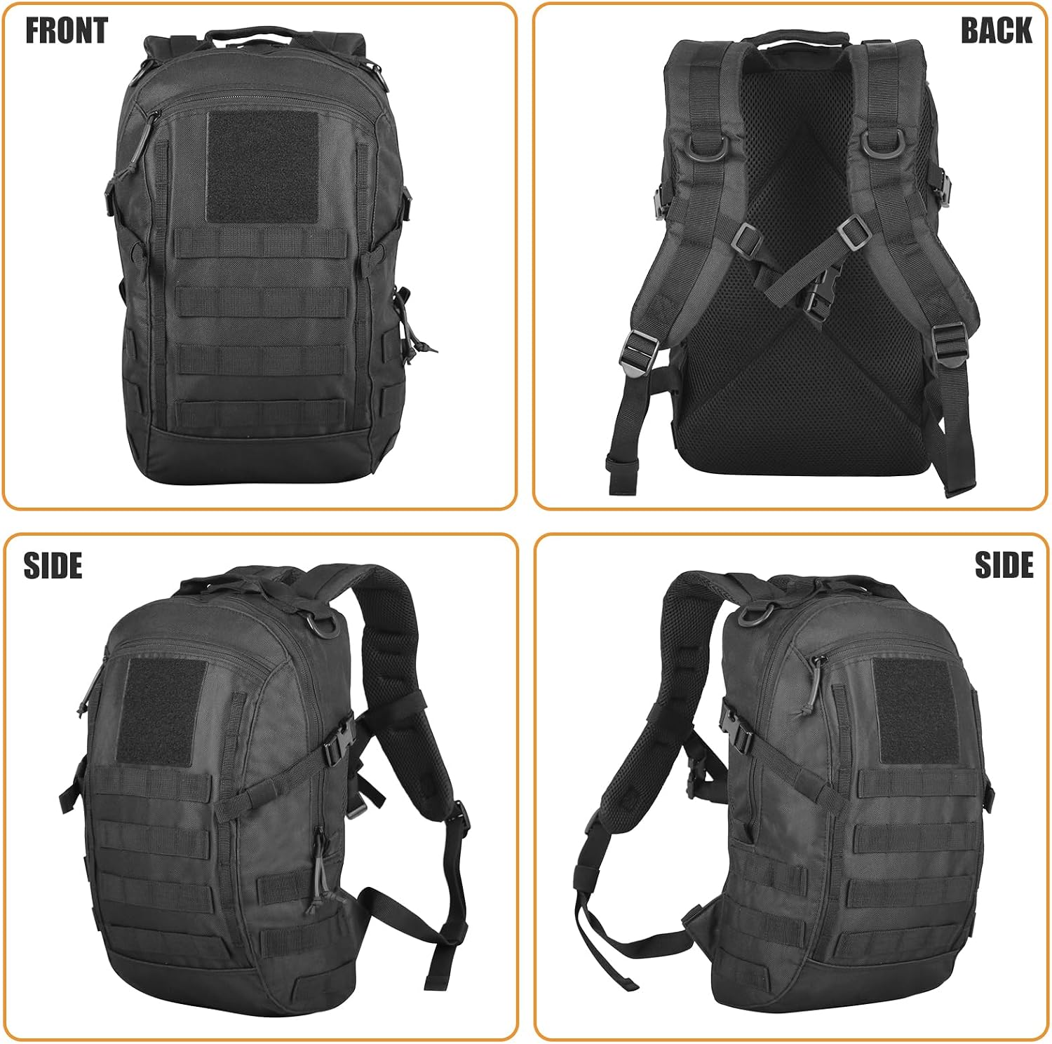 Small Tactical Hiking Backpack, 12L MOLLE Bookbag Daypack for Travel