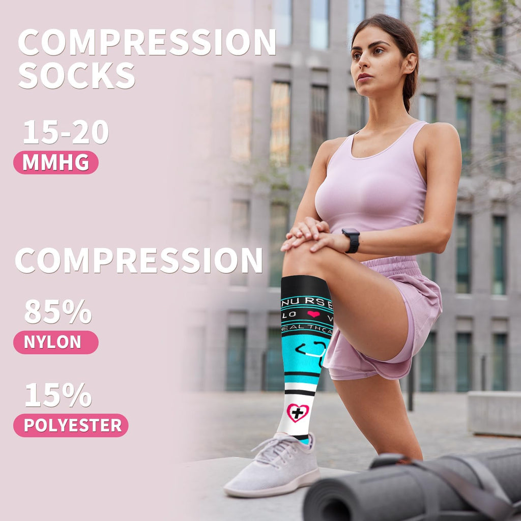 Sooverki Compression Socks for Women & Men 6 Pairs is Best Supportive Knee High Stockings for Circulation, Travel, Nurses
