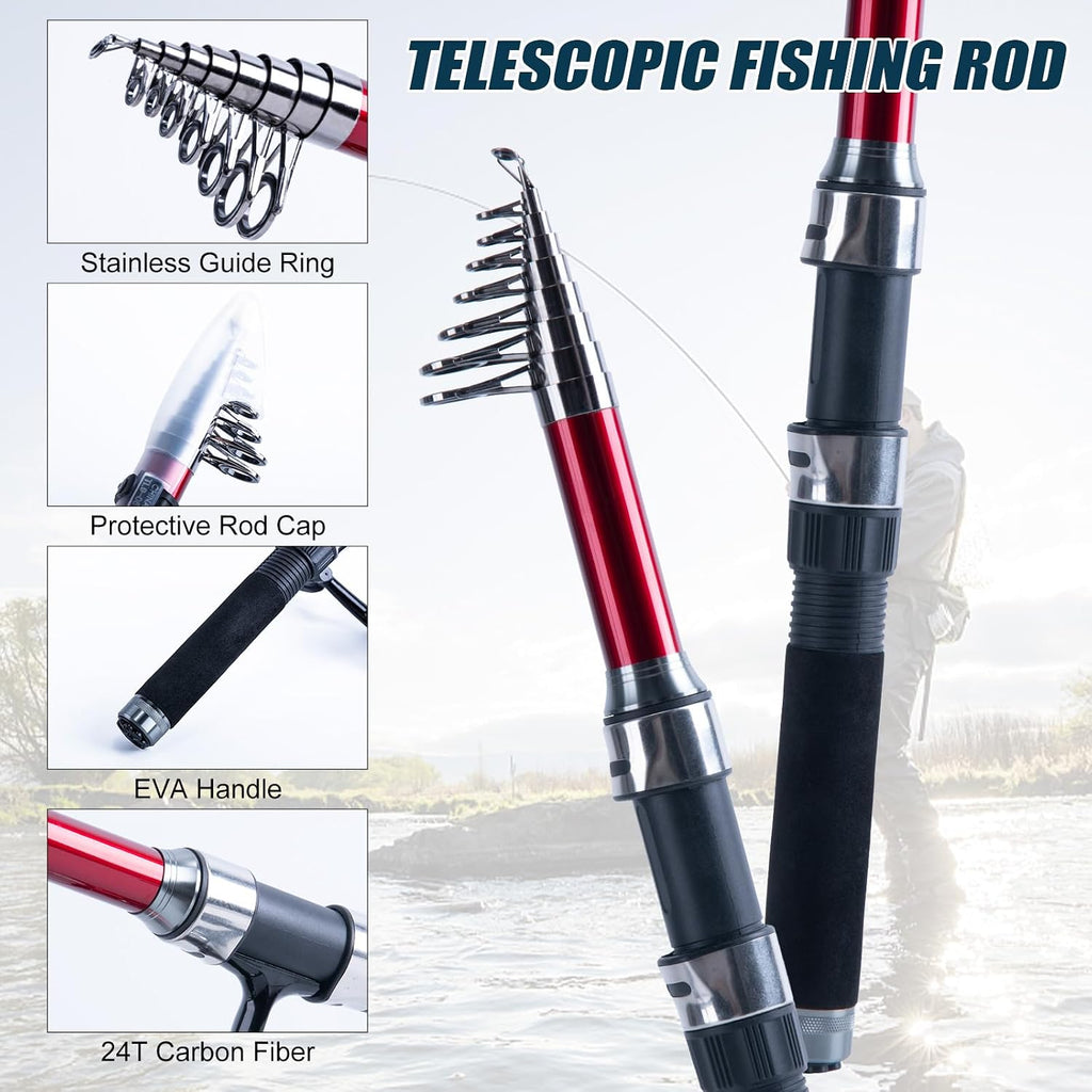 Goture 2-Pack Fishing Rod and Reel Combo with Carrier Bag,1.8M-2.7M