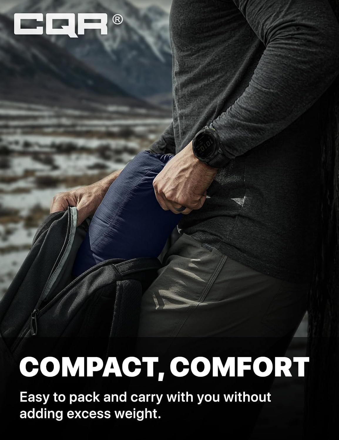 CQR Men's Lightweight Warm Insulated Jacket, Windproof Water Resistant Winter Active Coat for Hiking Work Outdoor Tactical
