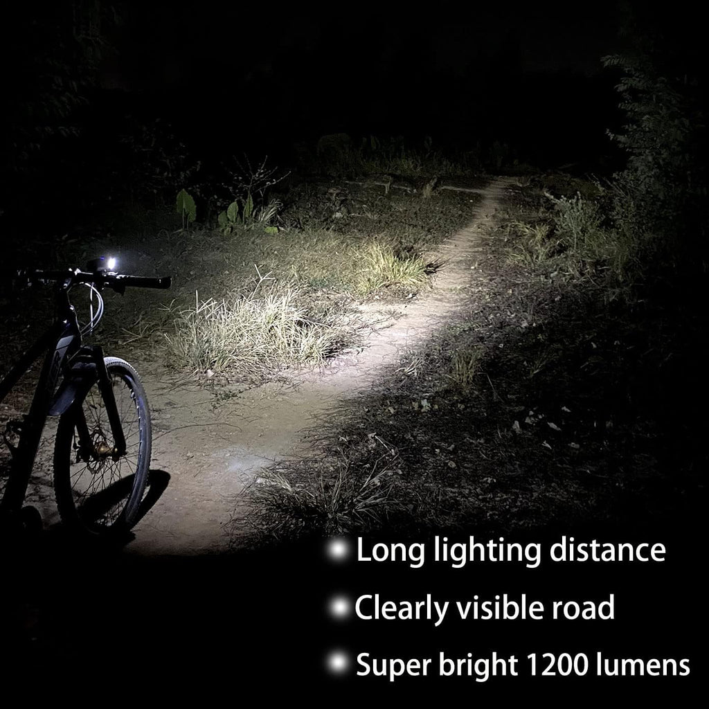 Bike Lights Front and Back, 5000 mAh USB Rechargeable Bicycle Lights, Super Bright 1200 Lumen Bike Headlight and Taillight Set for Night Riding, Cycling Accessories for Road and MTB