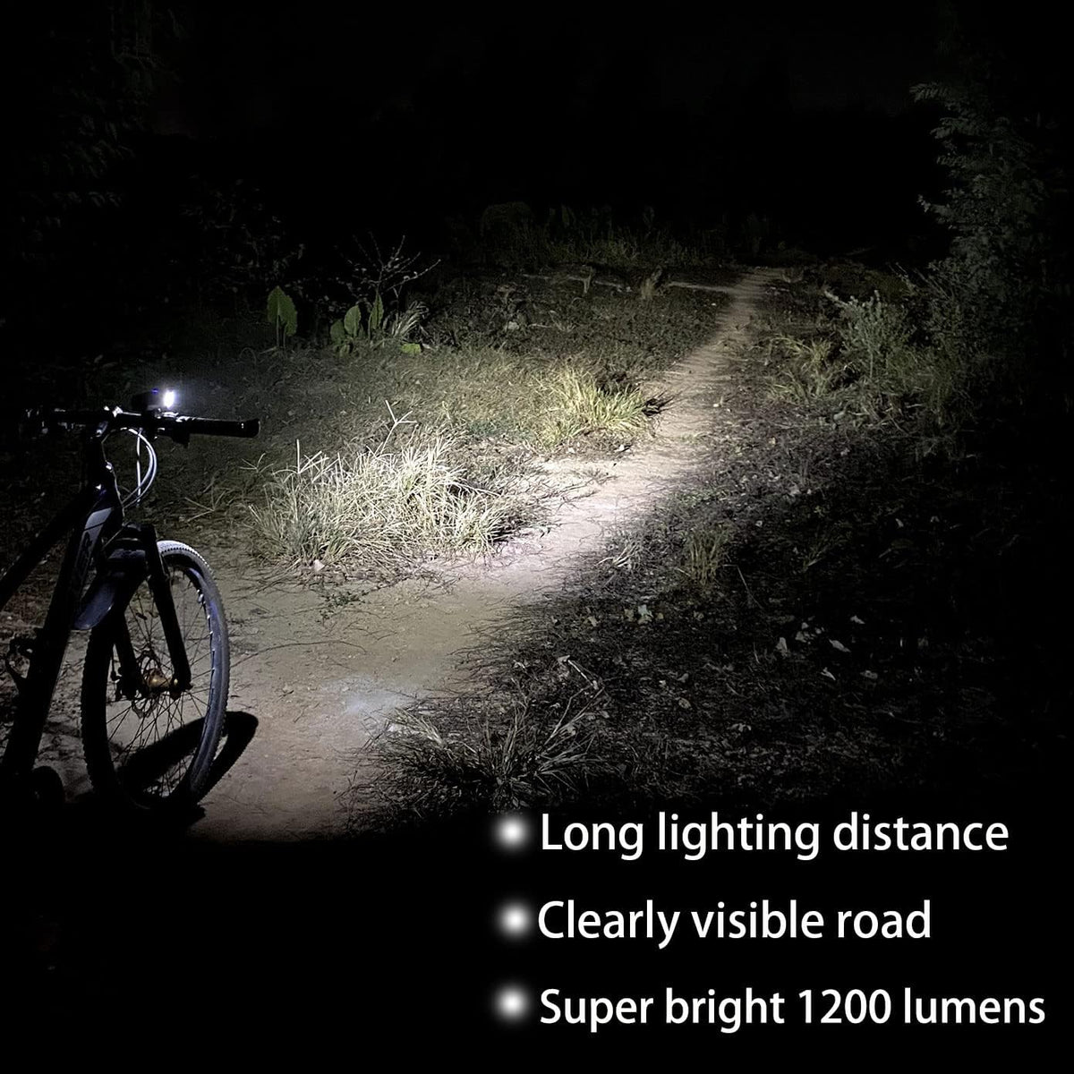 Bike Lights Front and Back, 5000 mAh USB Rechargeable Bicycle Lights, Super Bright 1200 Lumen Bike Headlight and Taillight Set for Night Riding, Cycling Accessories for Road and MTB