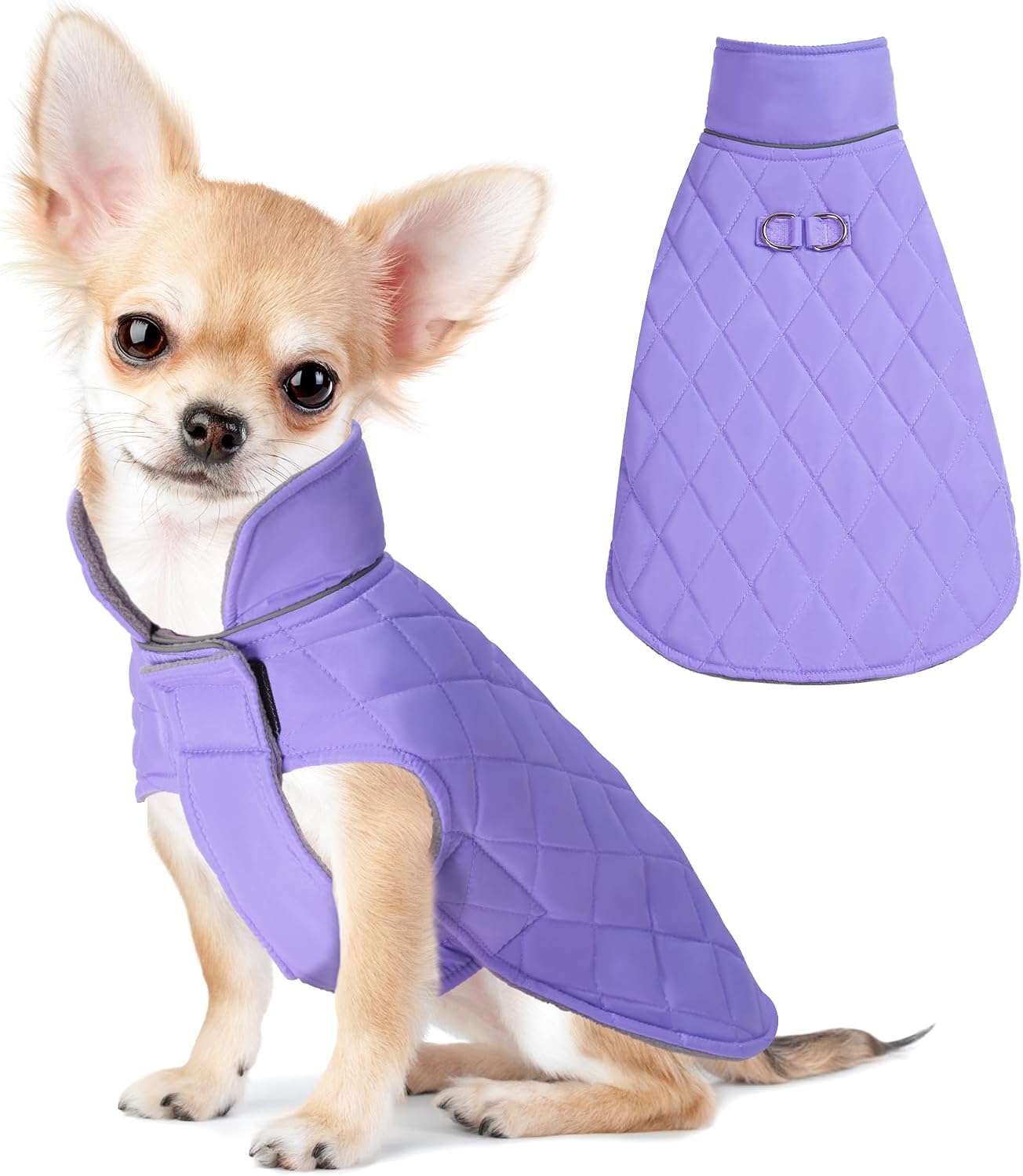 Mile High Life Dog Warm Coat, Small Dog Winter Jacket Windproof Water Resistant Cold Weather Coats Cozy Snow Jacket Vest for Puppies (Purple, Medium Chest 17.3")