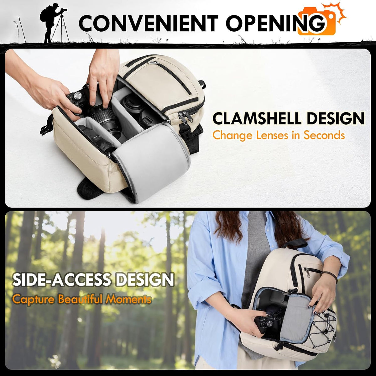 RAINSMORE Camera Sling Bag, Small Dslr/Mirrorless Camera Bag & Case