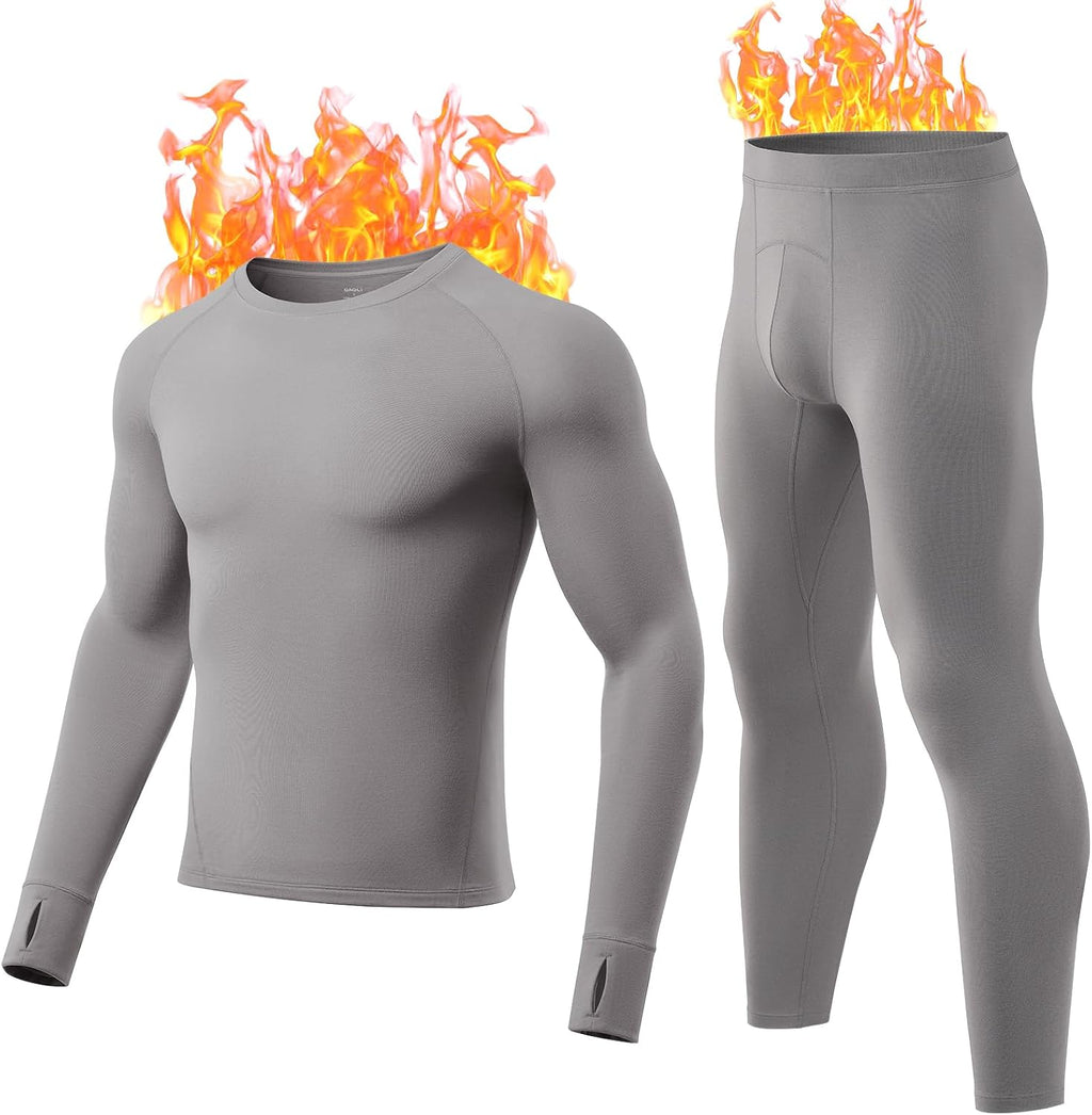 Thermal Underwear for Men - 2 Styles: 185g Lightweight Thin Base Layer & 220g Midweight Micro-Fleece Lined Long Johns
