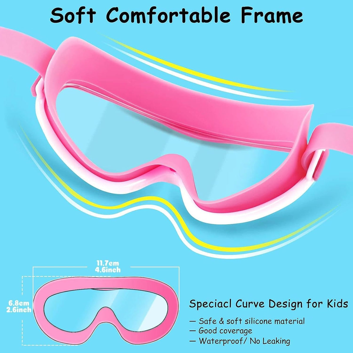 COOLOO Kids Swim Goggles for Age 3-15, 2 Pack Kids Goggles for Swimming