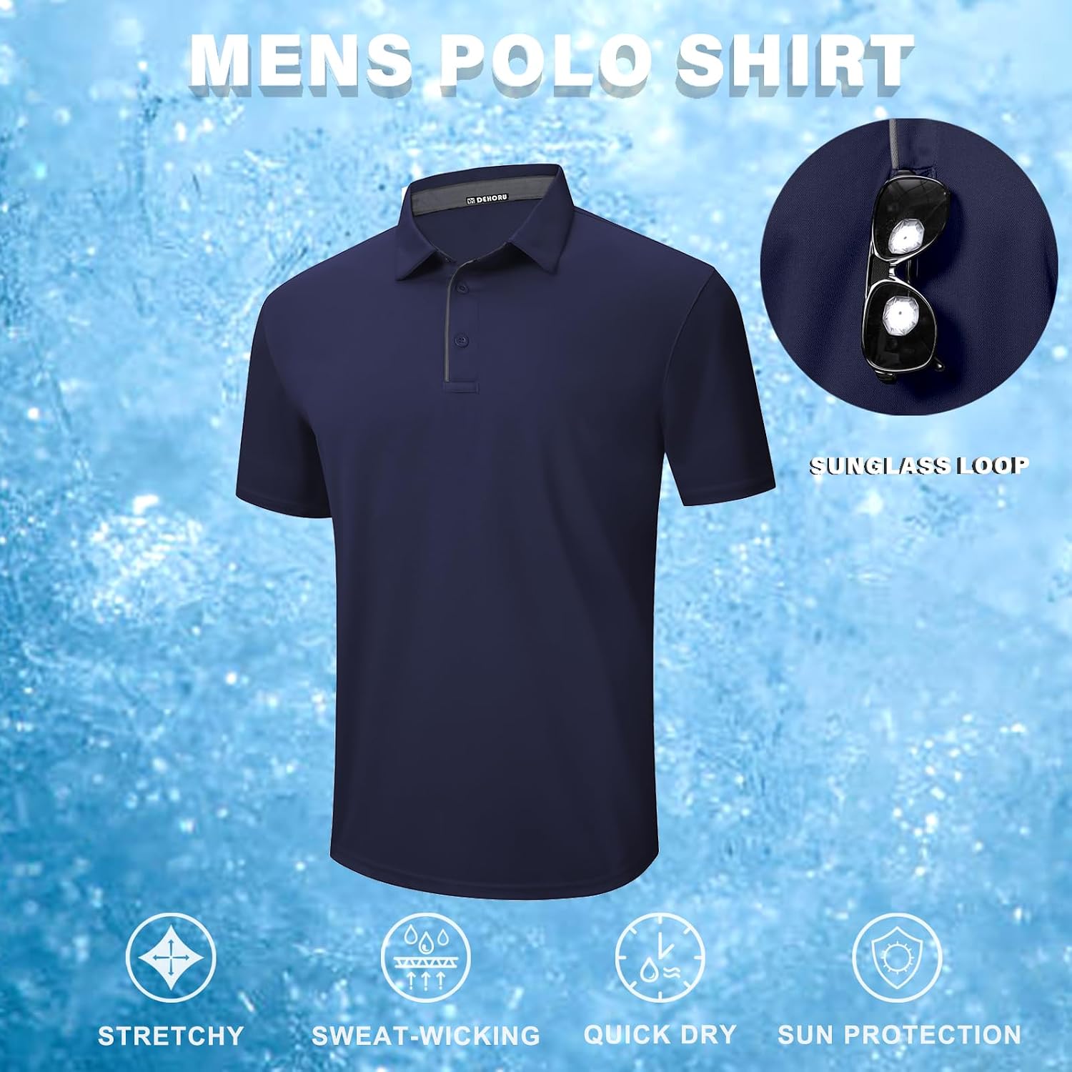 3 Pack Mens Golf Polo Shirt Short Sleeve Quick Dry Moisture Wicking