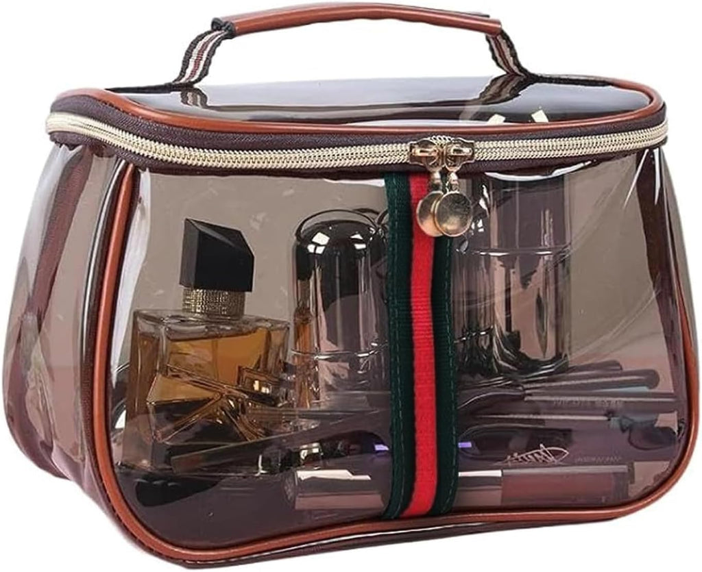 ANIS·KEBBR Retro Clear Makeup Bag, Waterproof Large Zipper Toiletry Organizer for Travel
