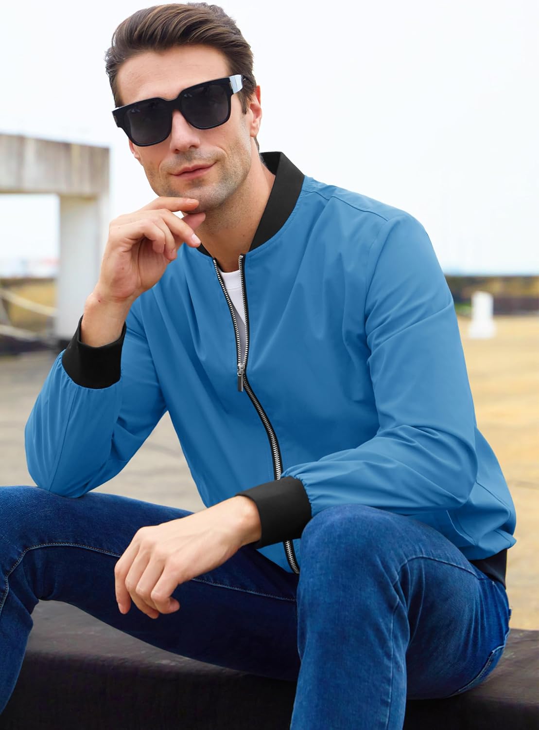 MAGCOMSEN Men's Bomber Jacket Lightweight Full Zip Windbreaker Jackets