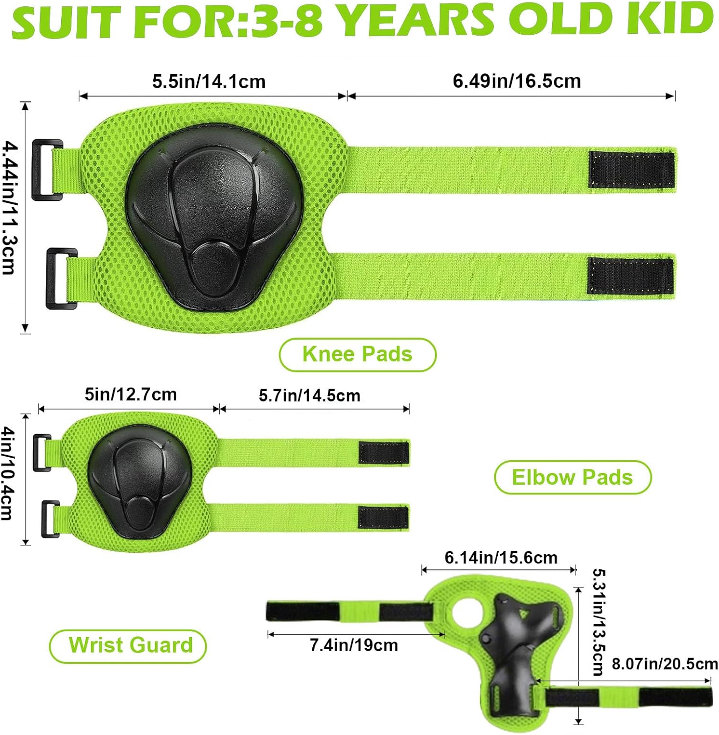 Kids Protective Gear Set Knee Pads for Kids 3-8 Years, Toddler Knee Pads and Elbow Pads for Girls Boys with Wrist Guards 3 in 1 for Skating Cycling Bike Rollerblading Scooter