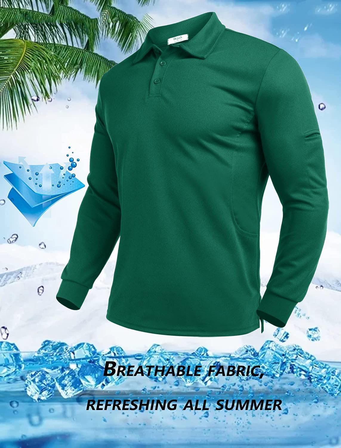 Deyeek Men's Long Sleeve Polo Shirts, Quick Dry Golf Polo for Men