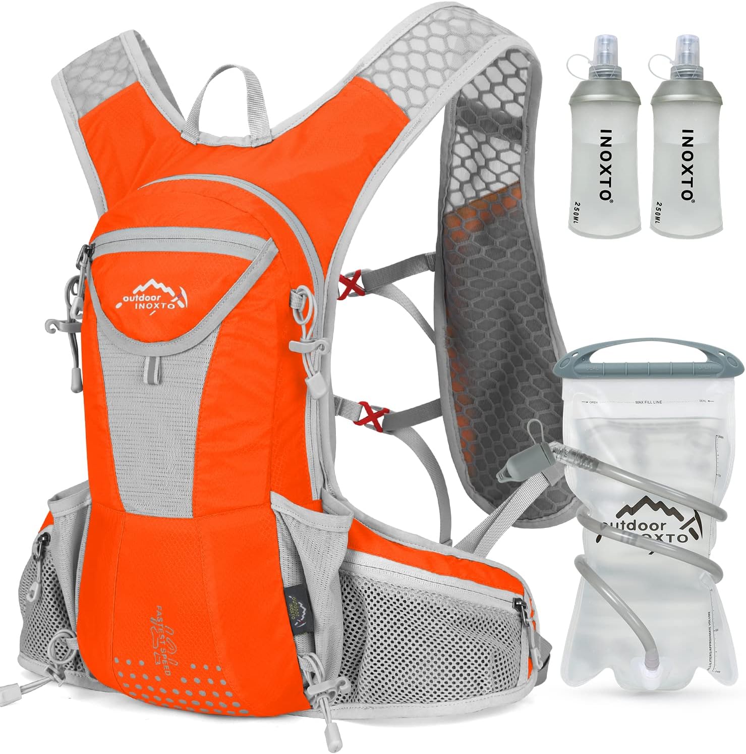 IX INOXTO Hydration Pack Backpack, Lightweight Water Backpack with 2L Hydration Bladder Daypack for Men Women,Running Hydration Vest for Trail Running Hiking Cycling Race Climbing