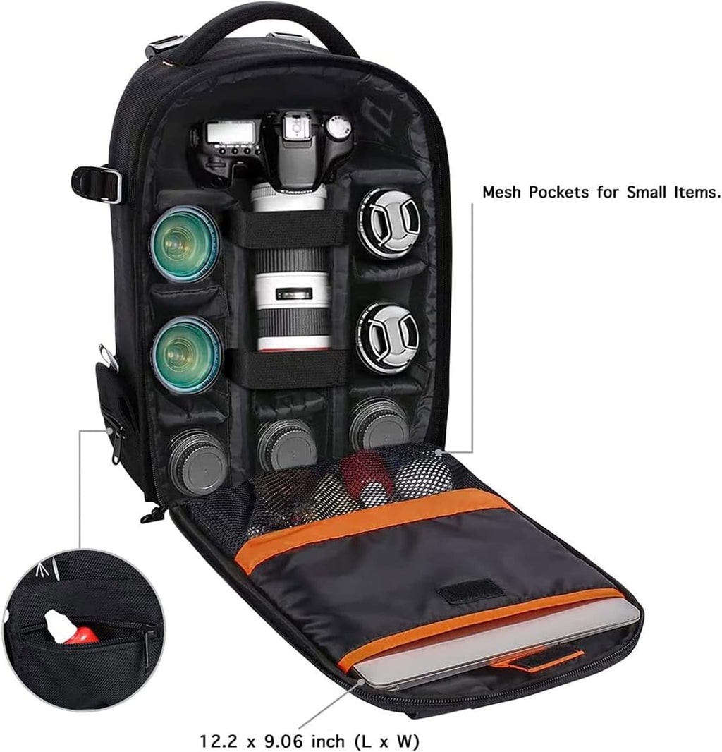 MOSISO Camera Backpack,Photography Backpack Padded Camera Bag, Black