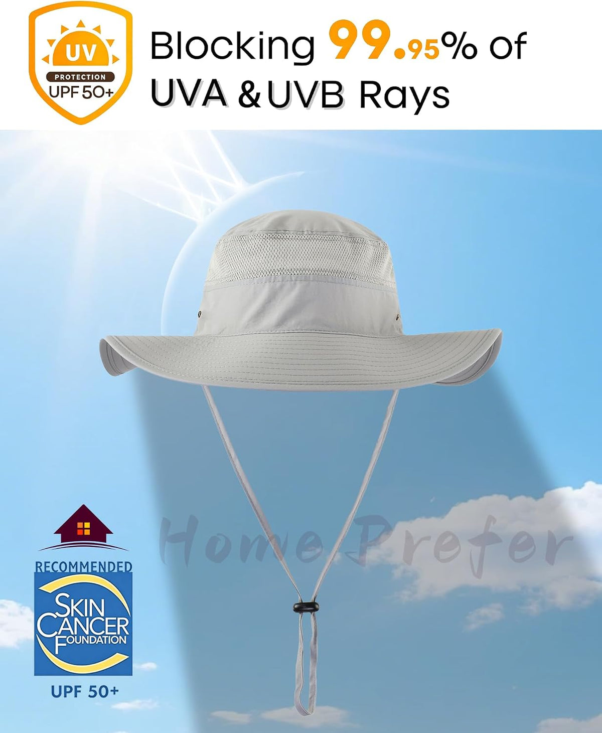 Home Prefer UPF 50+ Men's Sun Hat Wide Brim Bucket Hat UV Protection Hat for Mens Womens Beach Safari Gardening Golf Fishing