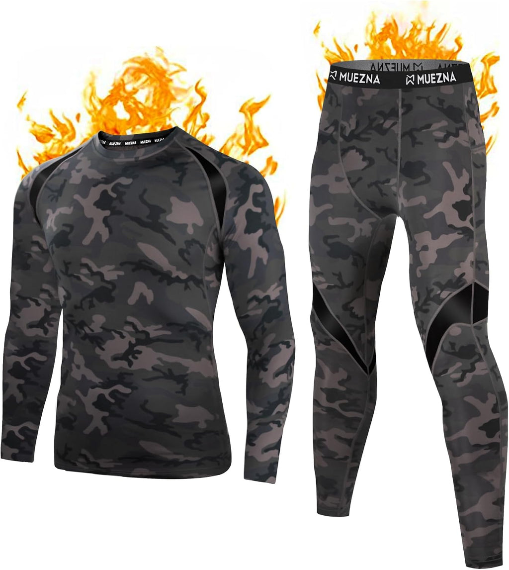Muezna Men's Thermal Top and Bottom Set Underwear Long Johns Base Layer
