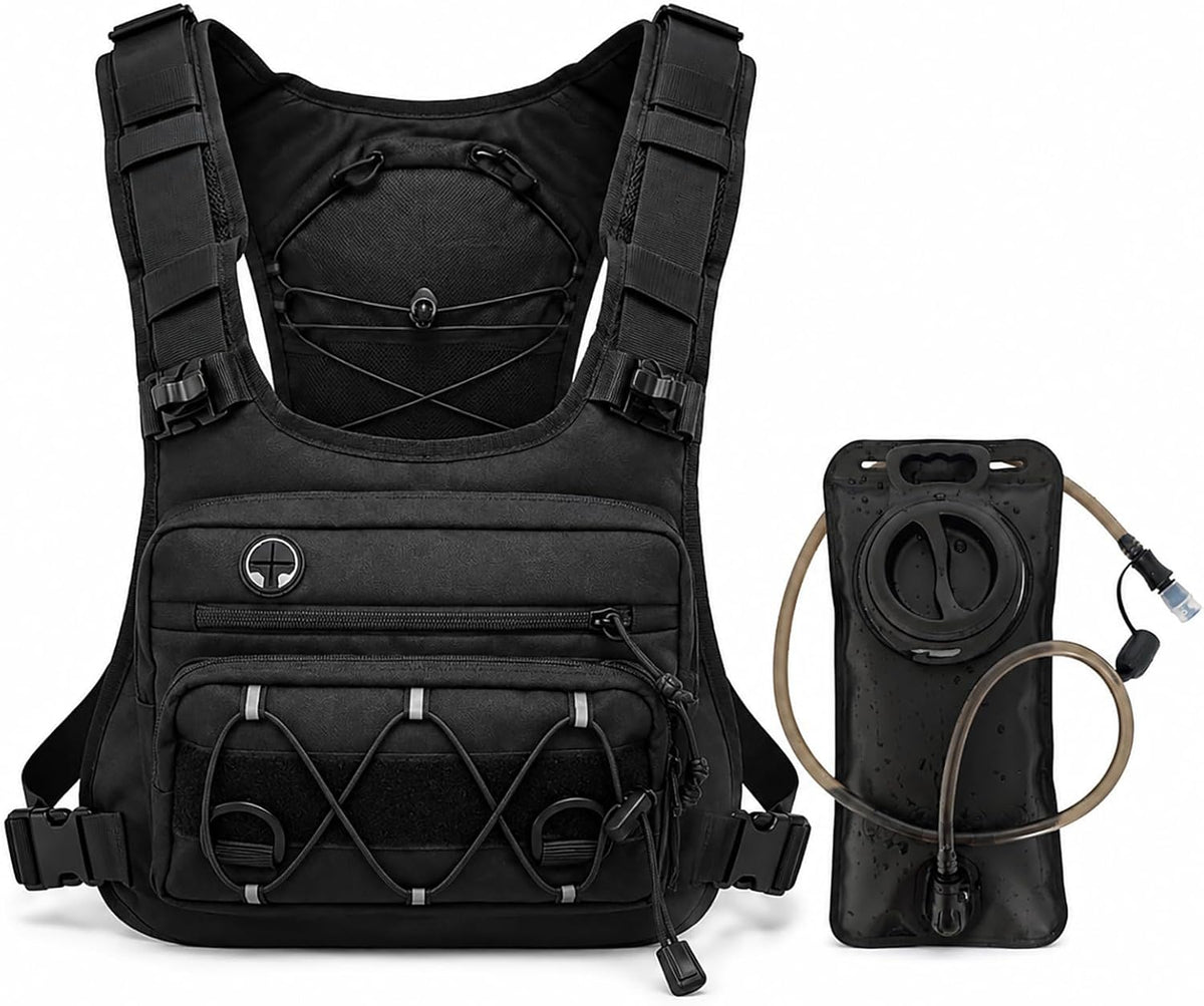 Trail Tank Water Vest, Adjustable Hydration Chest Pack with Drinking Tube and Storage Pockets for Running, Hiking, Cycling