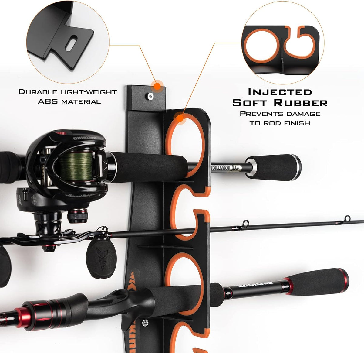 KastKing Horizontal Fishing Rod Holder, Black, 2 Pack