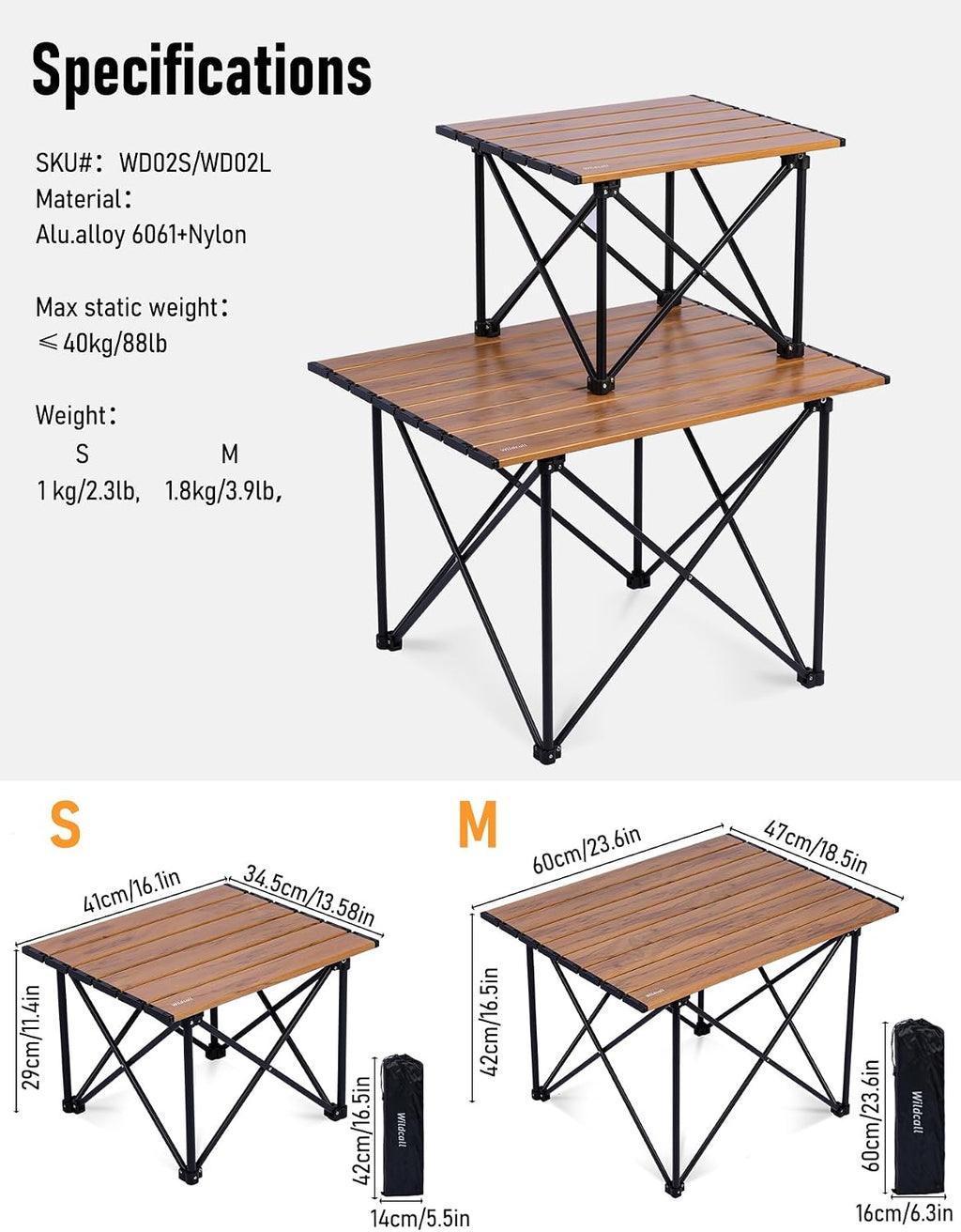 WildCall Ultralight Camping Table, Compact Aluminum Folding Beach Table