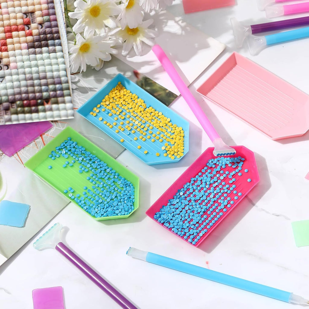 Affrolling 90 Pcs Diamond Art Tools, Drill Pens Trays Glue Clay