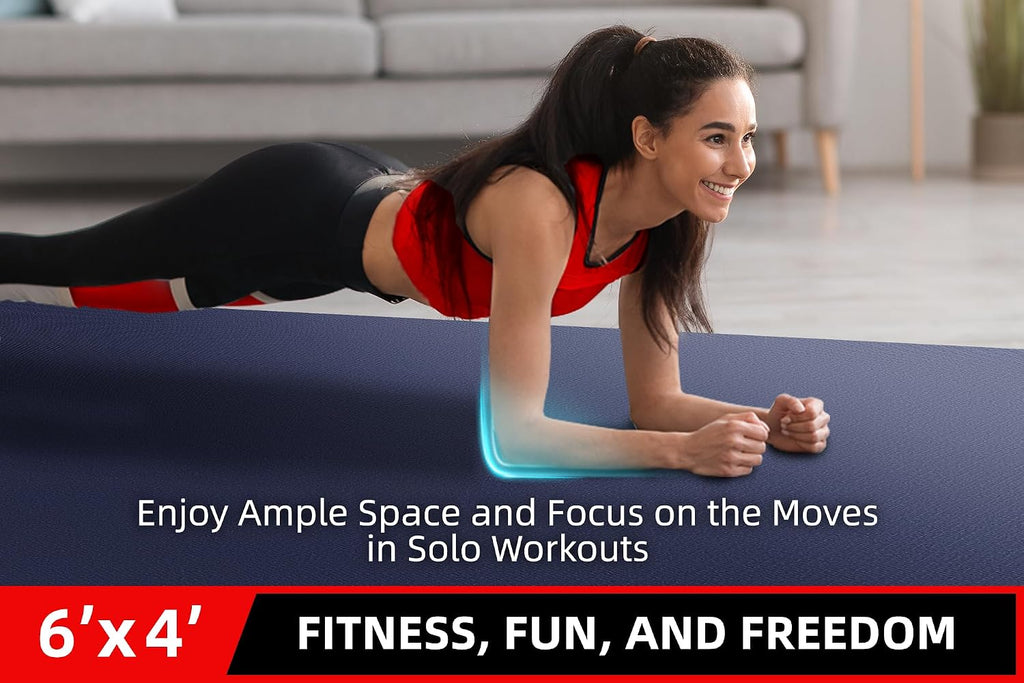 GymCope Large Exercise Mat for Home Workouts, 12x6/10x6/9x6/8x6/7x5/6x4 ft