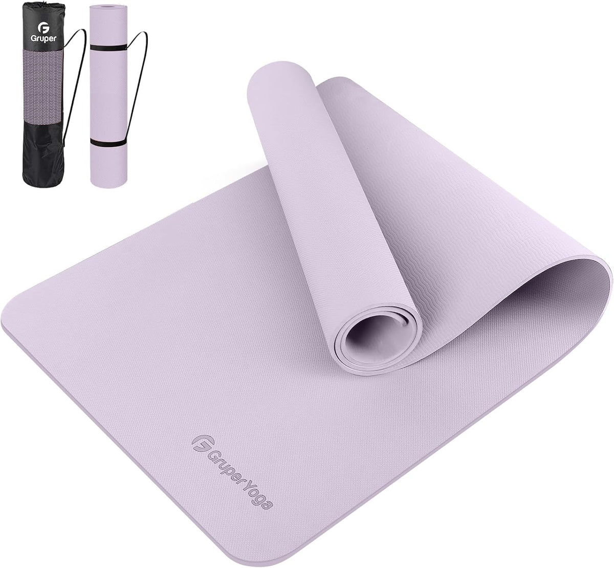 Gruper Yoga Mat Non Slip, Anti-Tear Workout Mat with Carrying Strap and Bag