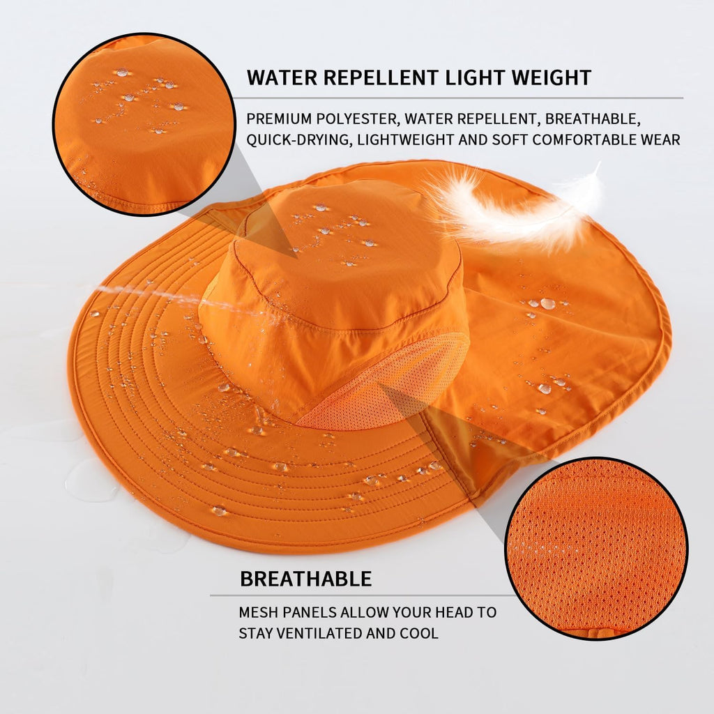 Home Prefer Outdoor UPF50+ Sun Hat Wide Brim Mesh Fishing Hat with Neck Flap