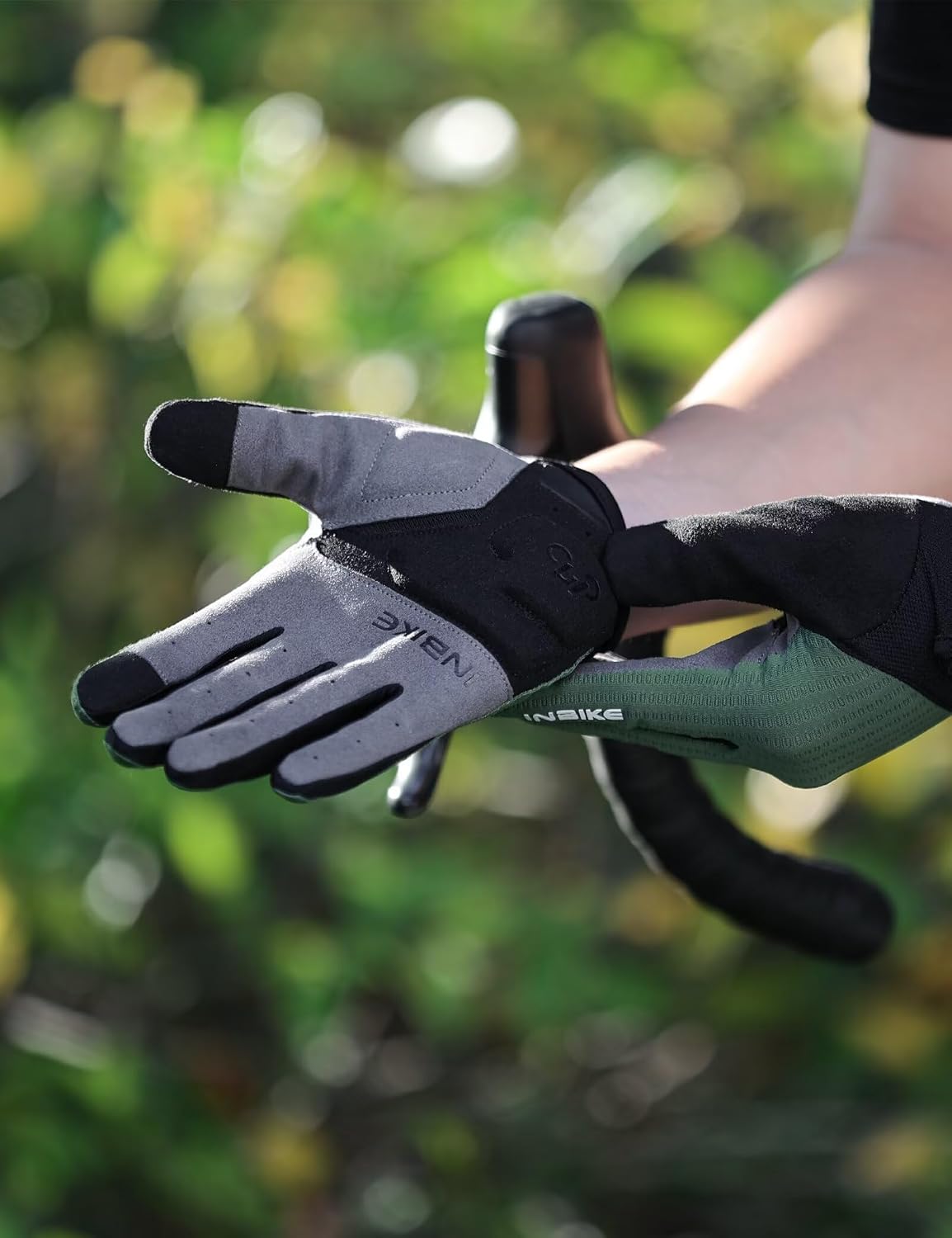 INBIKE Cycling Gloves for Men Women, Shock-Absorbing Memory Gel Padded Biking Gloves, Bicycle Breathable Touchscreen Reflective Full Finger Bike Gloves