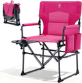EVER ADVANCED Camping Directors' Chair with Side Table, Portable Folding with Compact Size, Heavy Duty Lawn Chair with Pocket for Camping, Lawn, Sports and Fishing, 400lbs, Pink