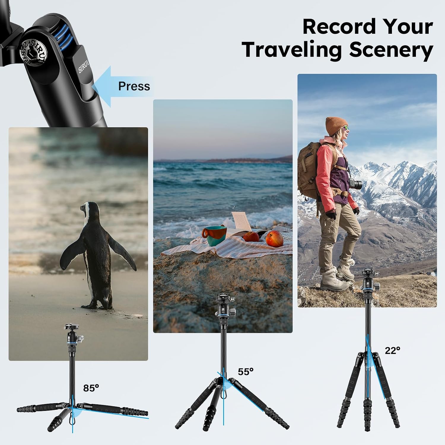 SIRUI AM-025K+KS-5 Carbon Fiber Travel Tripod, Ball Head, 55.1"