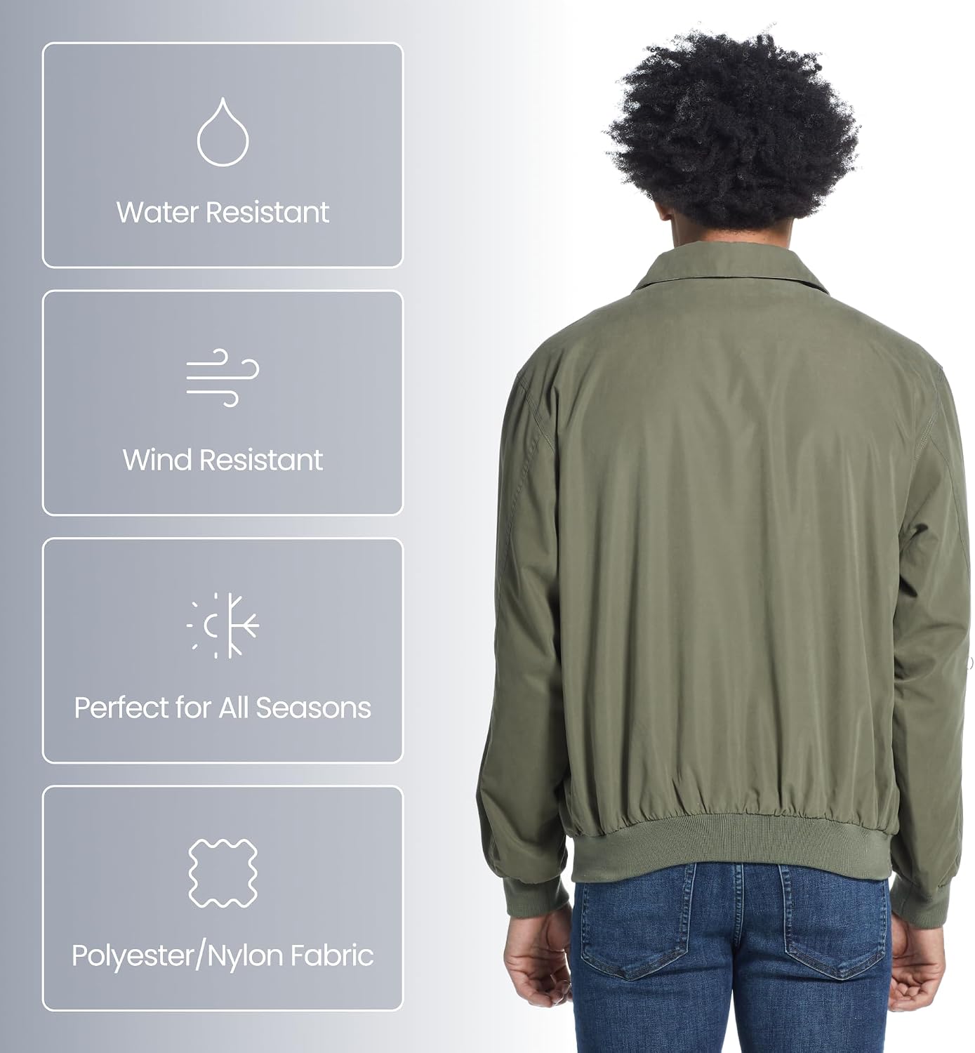Weatherproof Men's Golf Jacket - Lightweight Windbreaker, Water-Resistant Microfiber Shell, Perfect for Golf & Casual Wear