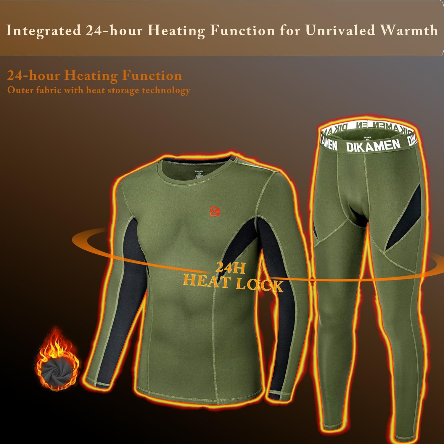Men's Thermal Underwear Fleece Lined Performance Fleece Tactical Sports Shapewear Thermal Set