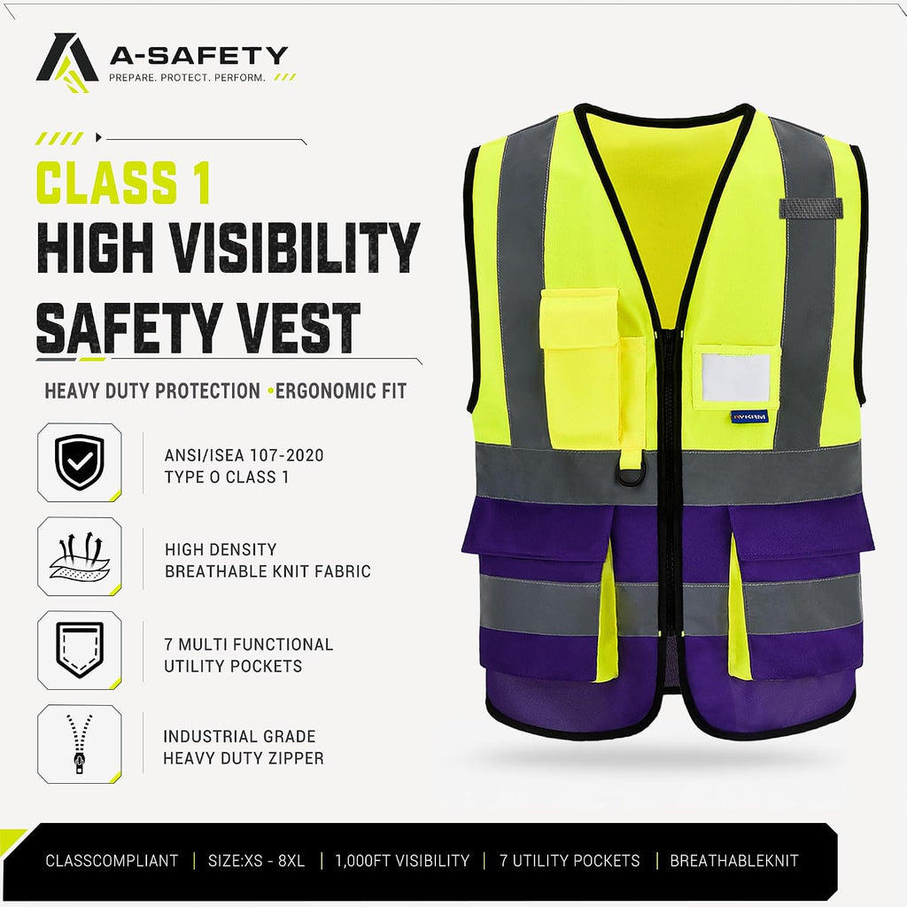 A-SAFETY High Visibility Reflective Safety Vest Customize Logo (XS-8XL)
